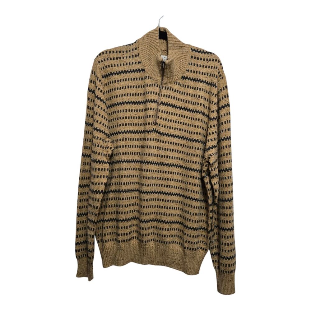 St. Johns Bay Sweater Mens Size XL Brown Camel Multi Color Print NEW